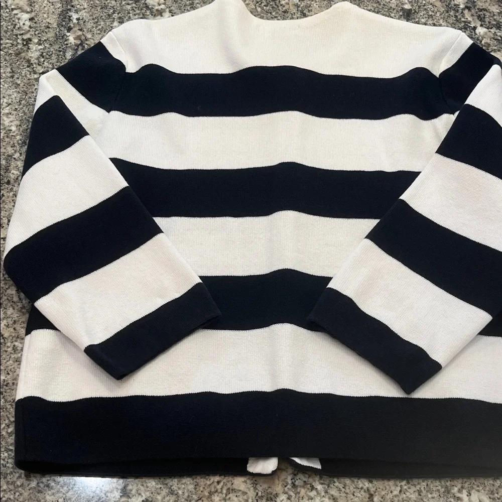 #280 Chaps Black and White Striped Sweater, NWOT - Picture 3 of 7
